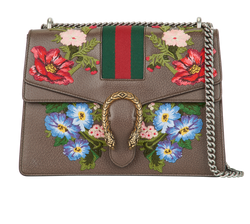 Medium Embroidered Dionysus, Leather, Brown, 498879, DB, 3*